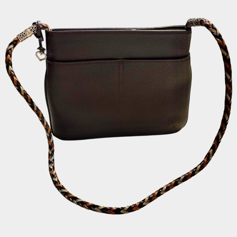 NEW Brighton Barbados Bag Leather Dark Brown Crossbody / Shoulder Braided Strap - Picture 1 of 16